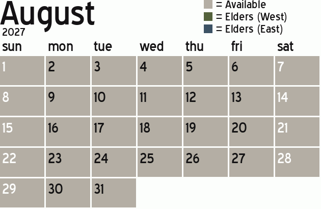 Missionary Dinner Calendar
