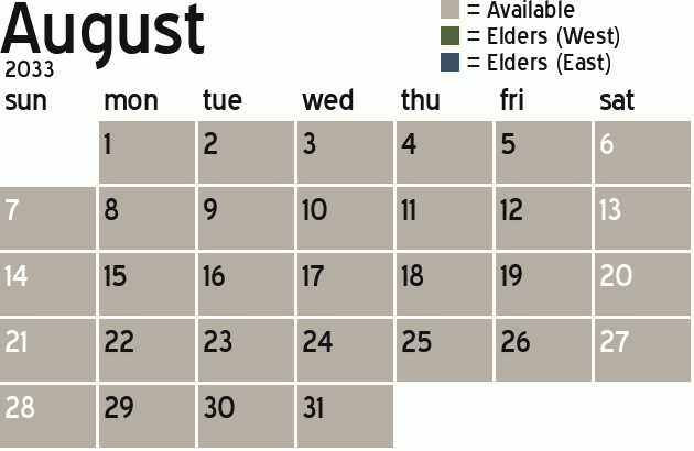 Missionary Dinner Calendar