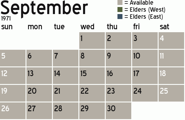 Missionary Dinner Calendar