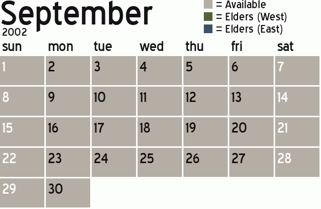 Missionary Dinner Calendar