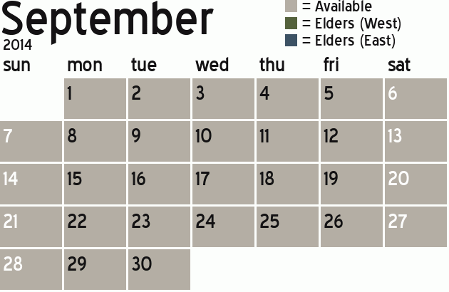 Missionary Dinner Calendar