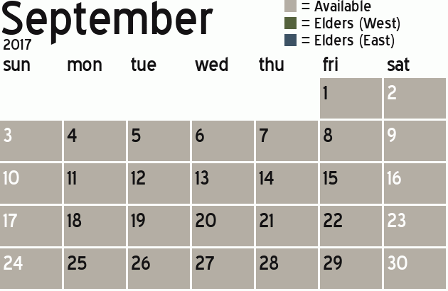 Missionary Dinner Calendar