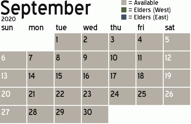 Missionary Dinner Calendar