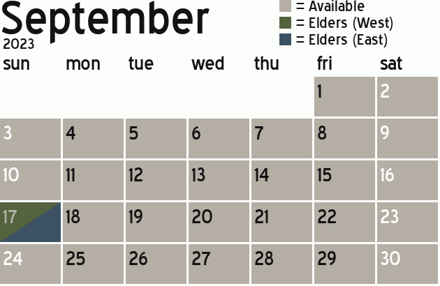 Missionary Dinner Calendar