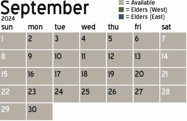 Missionary Dinner Calendar