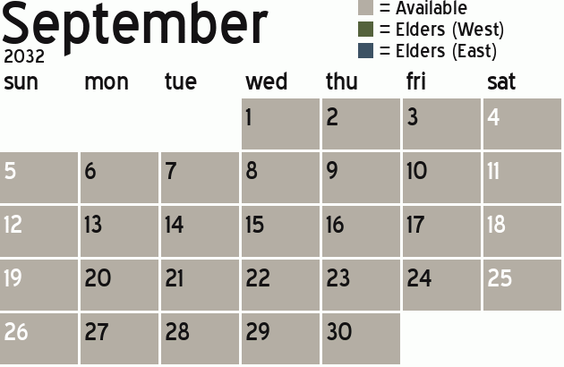 Missionary Dinner Calendar