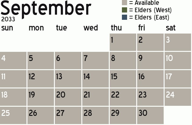 Missionary Dinner Calendar