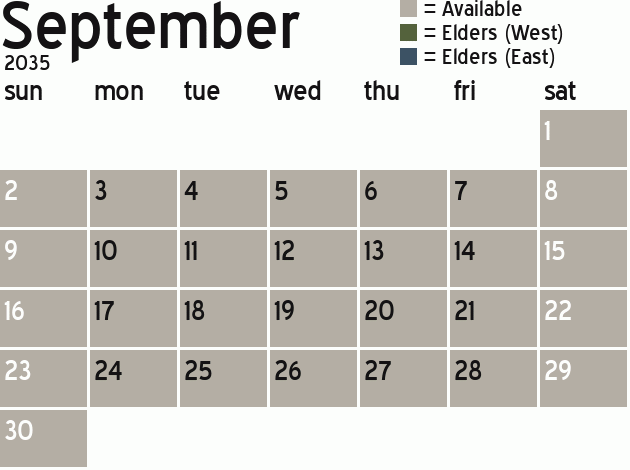 Missionary Dinner Calendar
