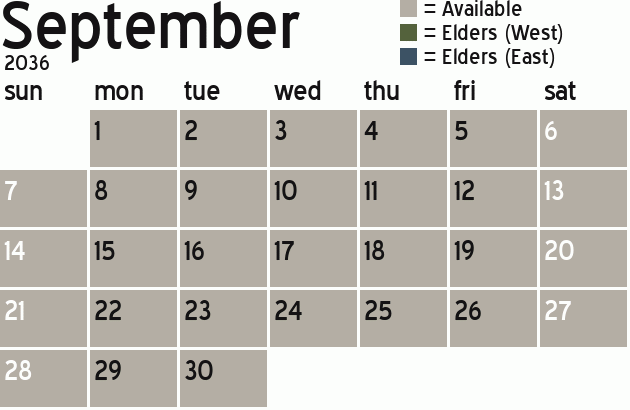 Missionary Dinner Calendar