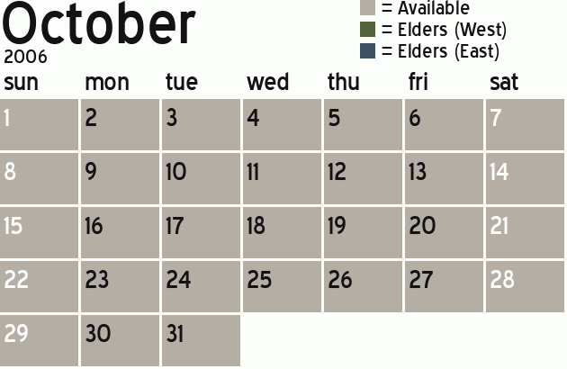 Missionary Dinner Calendar