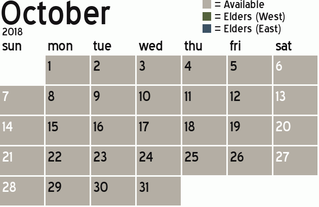 Missionary Dinner Calendar