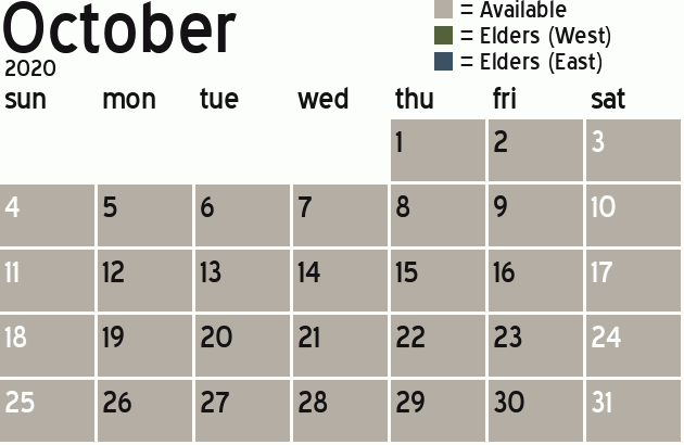 Missionary Dinner Calendar