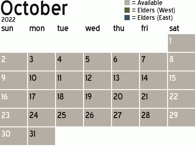 Missionary Dinner Calendar