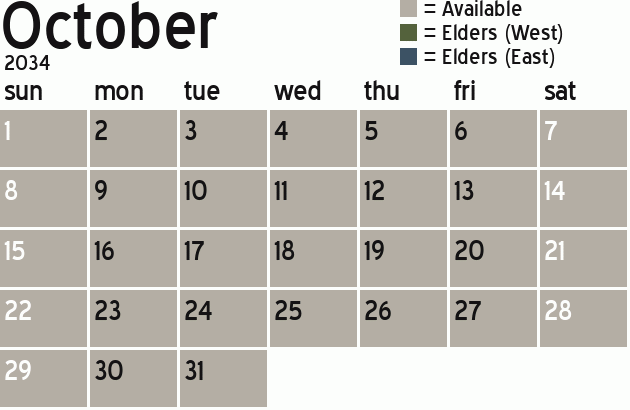 Missionary Dinner Calendar