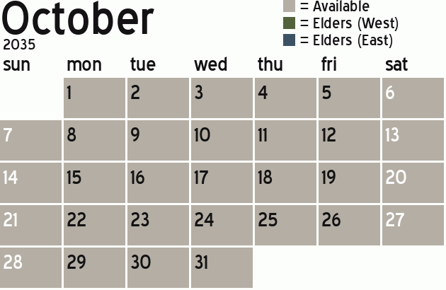 Missionary Dinner Calendar
