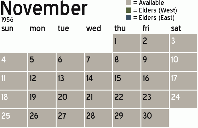 Missionary Dinner Calendar