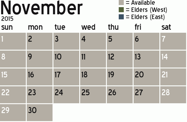 Missionary Dinner Calendar