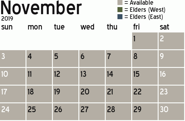 Missionary Dinner Calendar