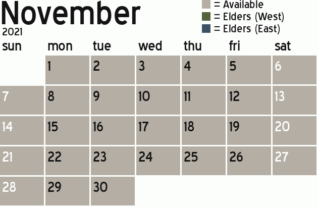 Missionary Dinner Calendar