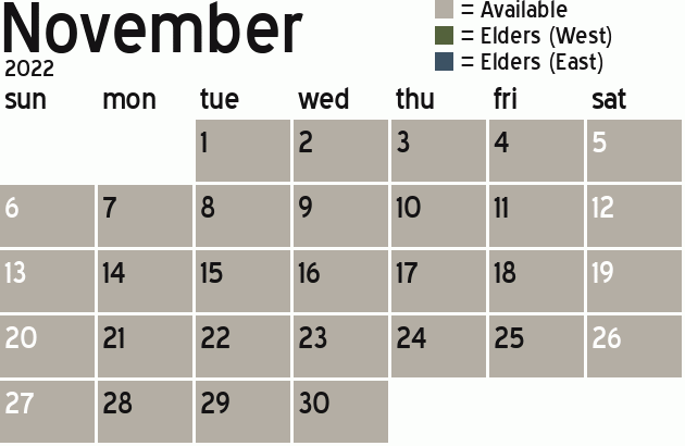 Missionary Dinner Calendar