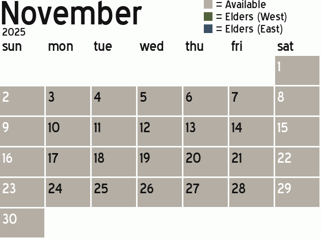 Missionary Dinner Calendar