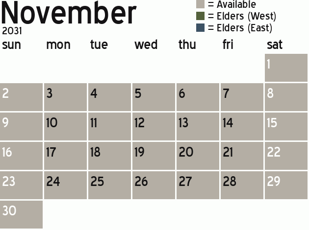Missionary Dinner Calendar