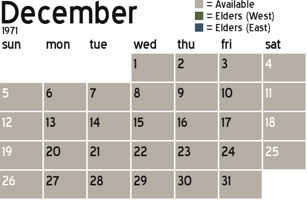 Missionary Dinner Calendar