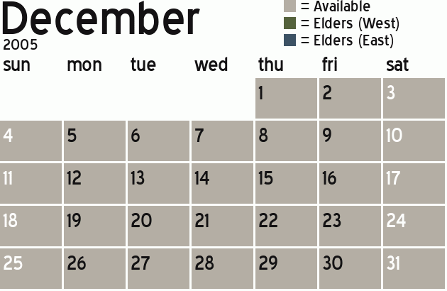 Missionary Dinner Calendar