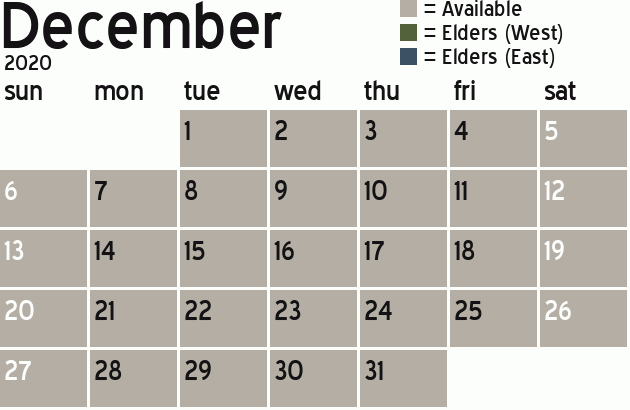 Missionary Dinner Calendar