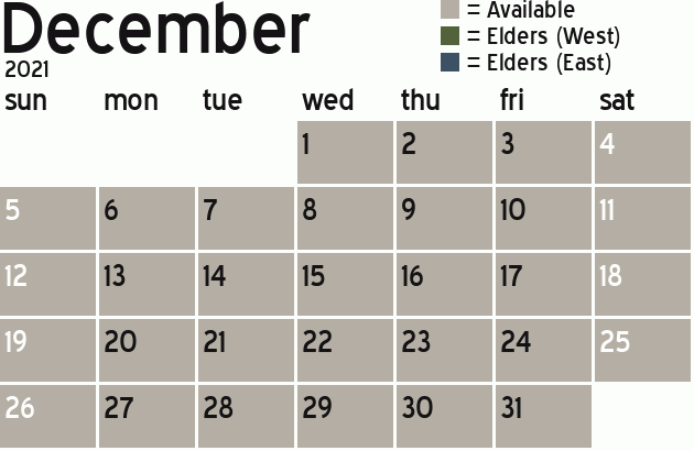 Missionary Dinner Calendar