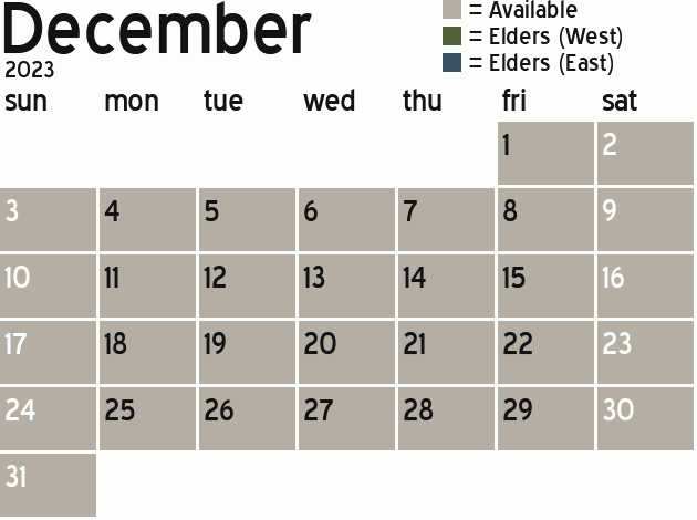 Missionary Dinner Calendar