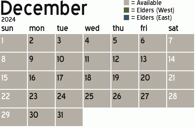 Missionary Dinner Calendar