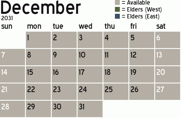 Missionary Dinner Calendar