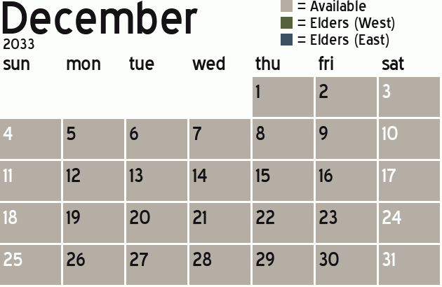 Missionary Dinner Calendar