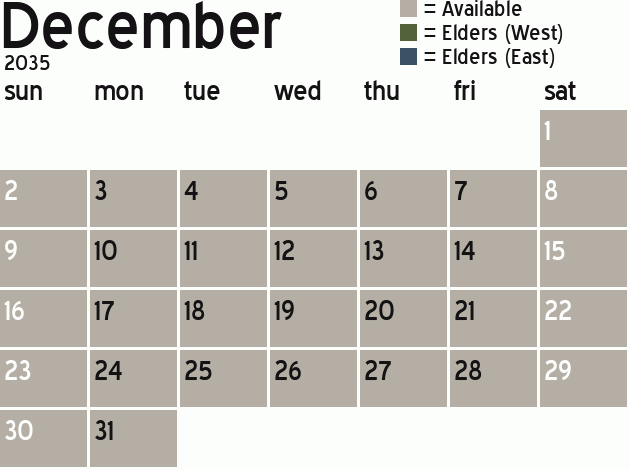 Missionary Dinner Calendar